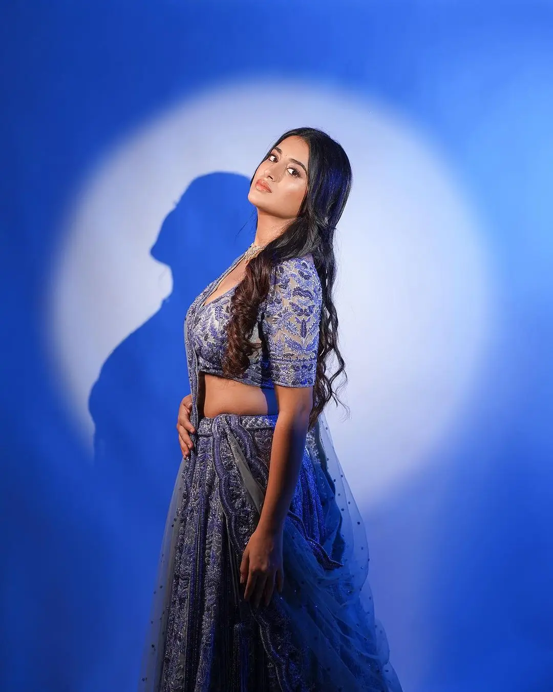 Telugu Actress Rashi Singh Stills in Blue Lehenga Choli